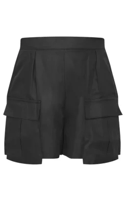 Black Pocket Detail Cargo Shorts