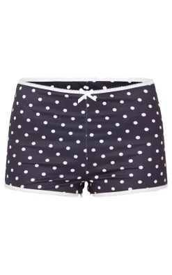 Black Polka Dot Print Pj Shorts