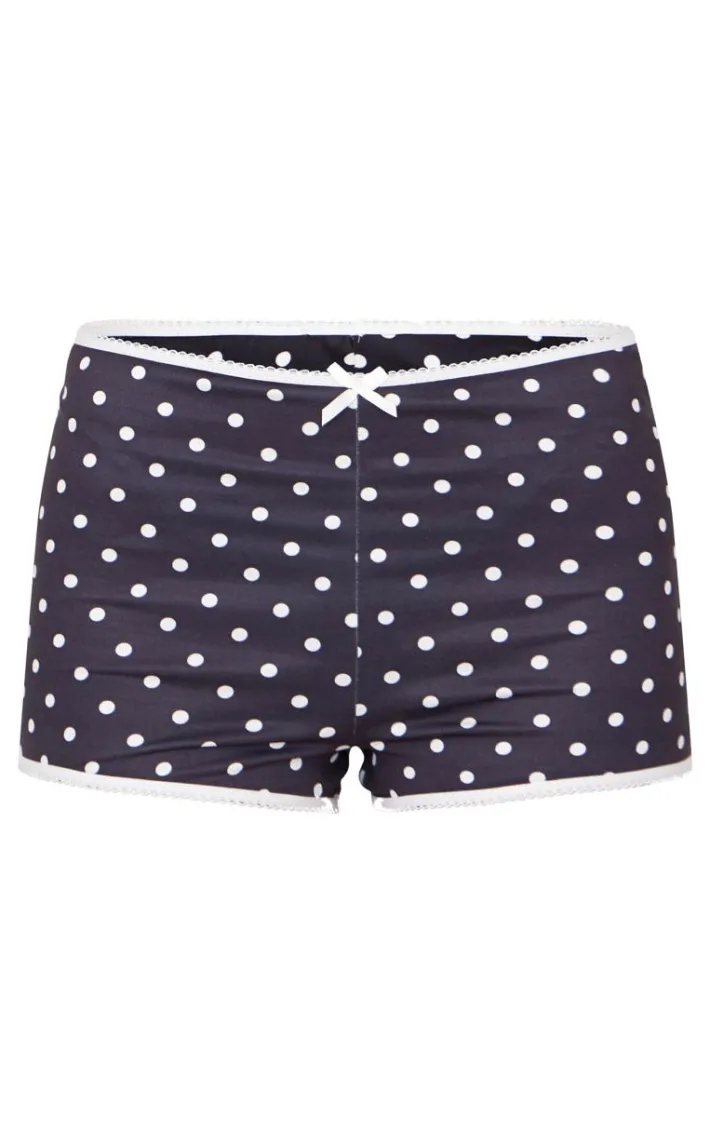 Black Polka Dot Print Pj Shorts