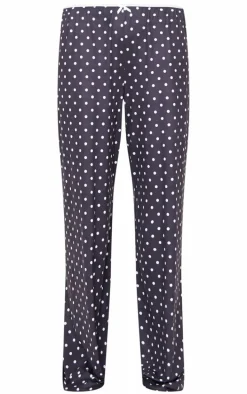 Black Polka Dot Print Wide Leg Pj Pants