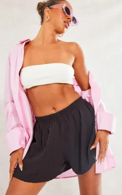 Black Popcorn Textured Floaty Shorts