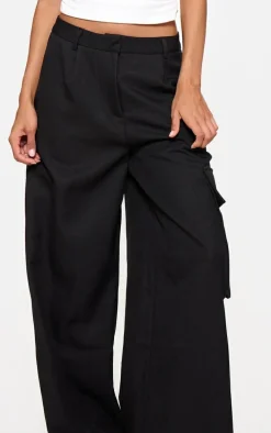 Black Premium Cargo Pocket Detail Tailored Pants