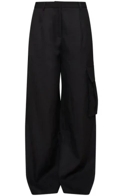 Black Premium Cargo Pocket Detail Tailored Pants