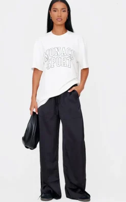 Black Premium Satin Low Rise Wide Leg Drawstring Pants