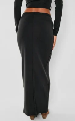 Black Premium Soft Touch Low Rise Maxi Skirt