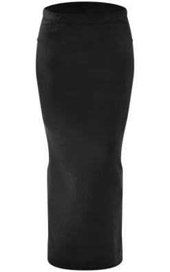 Black Premium Soft Touch Low Rise Maxi Skirt