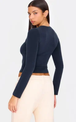 Black Premium Soft Touch Long Sleeve Crew Neck Top