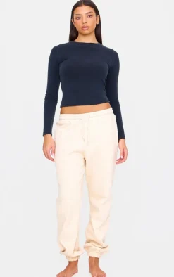 Black Premium Soft Touch Long Sleeve Crew Neck Top