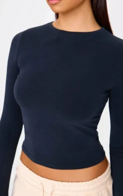 Black Premium Soft Touch Long Sleeve Crew Neck Top