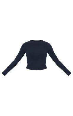 Black Premium Soft Touch Long Sleeve Crew Neck Top