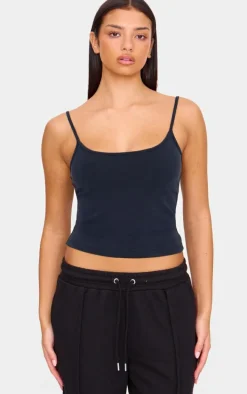 Black Premium Soft Touch Strappy Cami Top