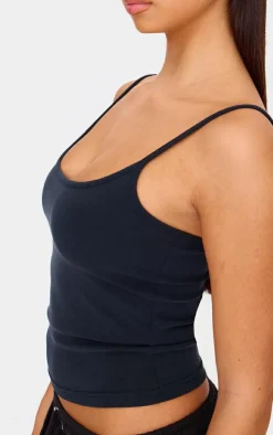 Black Premium Soft Touch Strappy Cami Top