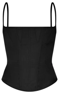 Black Premium Woven Lace Up Back Corset