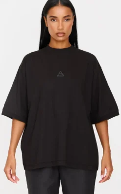 Black Print Oversize T Shirt