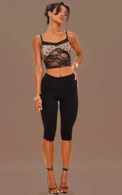 Black Printed Bust Lace Crop Top