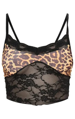 Black Printed Bust Lace Crop Top
