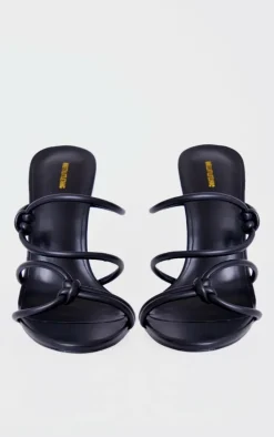 Black PU Round Toe Heeled Mules