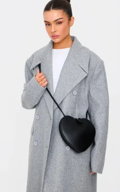 Black PU Heart Crossbody Bag