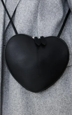 Black PU Heart Crossbody Bag