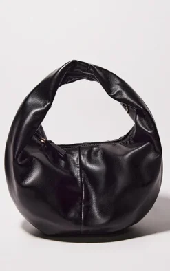 Black PU Round Mini Grab Bag