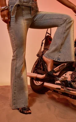 Black PU Square Toe Western Buckle High Stiletto Heeled Mules