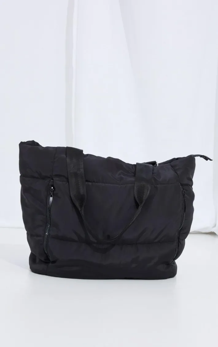 Black Quilted Oversized Tote Bag