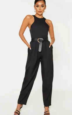 Black Racer Back Pocket Detail Jumpsuit