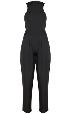 Black Racer Back Pocket Detail Jumpsuit