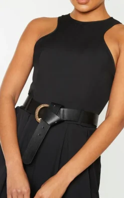 Black Racer Back Pocket Detail Jumpsuit