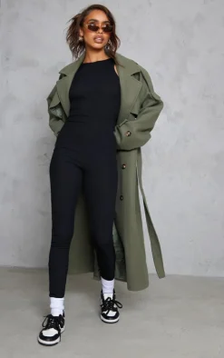 Black Racer Rib Jumpsuit