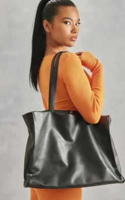 Black Rectangular Simple Tote
