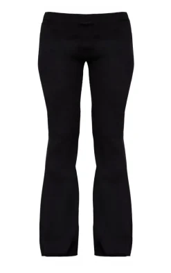 Black Rib High Waist Flares
