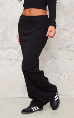 Black Rib Maxi Skirt