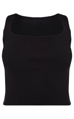 Black Rib Scoop Neck Vest