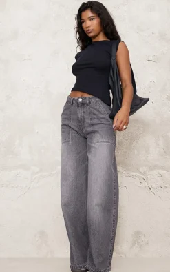 Black Ribbed Knitted Asymmetric Long Top