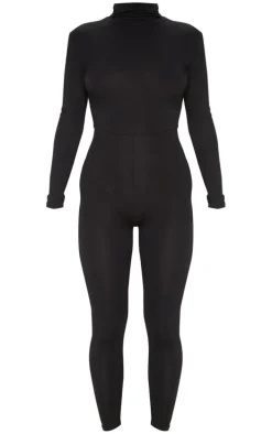 Black Roll Neck Long Sleeve Jumpsuit