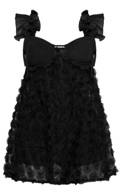 Black Rose Organza Frill Strap Skort Romper