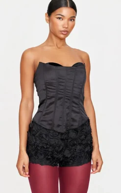 Black Rose Organza Panties Hot Pants