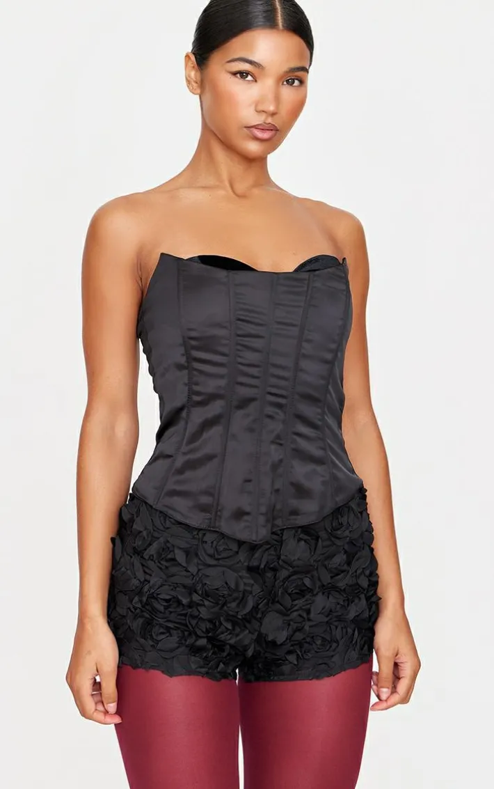 Black Rose Organza Panties Hot Pants