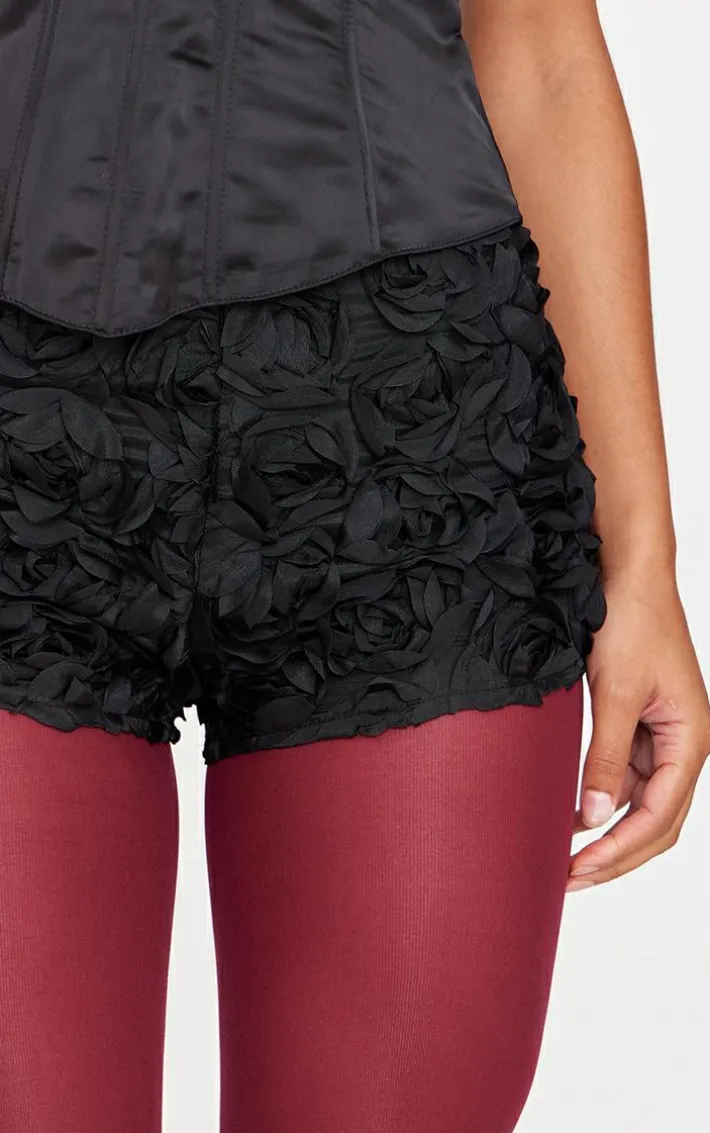 Black Rose Organza Panties Hot Pants