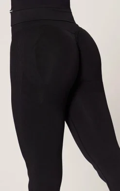 Black Ruched Bum Seamless Leggings
