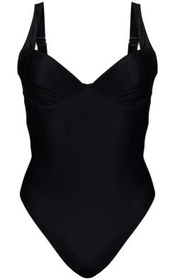 Black Ruched Cup Underwired Swimsuit