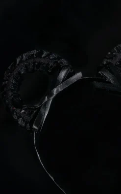 Black Ruched Mesh Mouse Ears