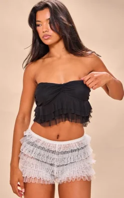 Black Ruffle Mesh Bandeau