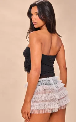 Black Ruffle Mesh Bandeau