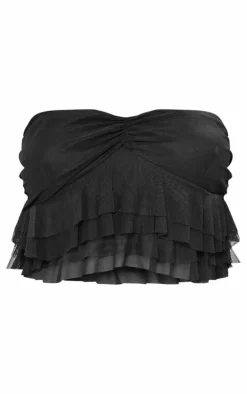Black Ruffle Mesh Bandeau