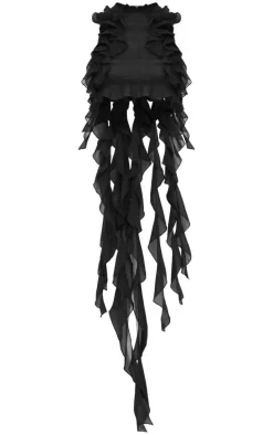 Black Ruffle Train Crop Top