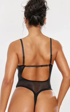 Black Scallop Edge Lace Cut Out Body