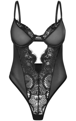 Black Scallop Edge Lace Cut Out Body