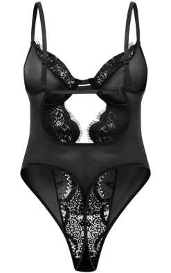 Black Scallop Edge Lace Cut Out Body